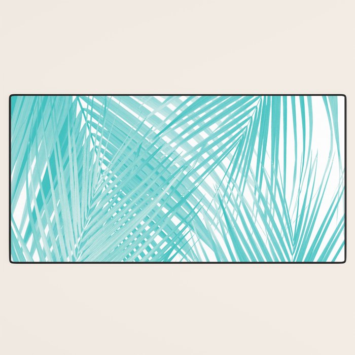 Soft Turquoise Palm Leaves Dream - Cali Summer Vibes #3 #tropical #decor #art Desk Mat Gallery Image 3