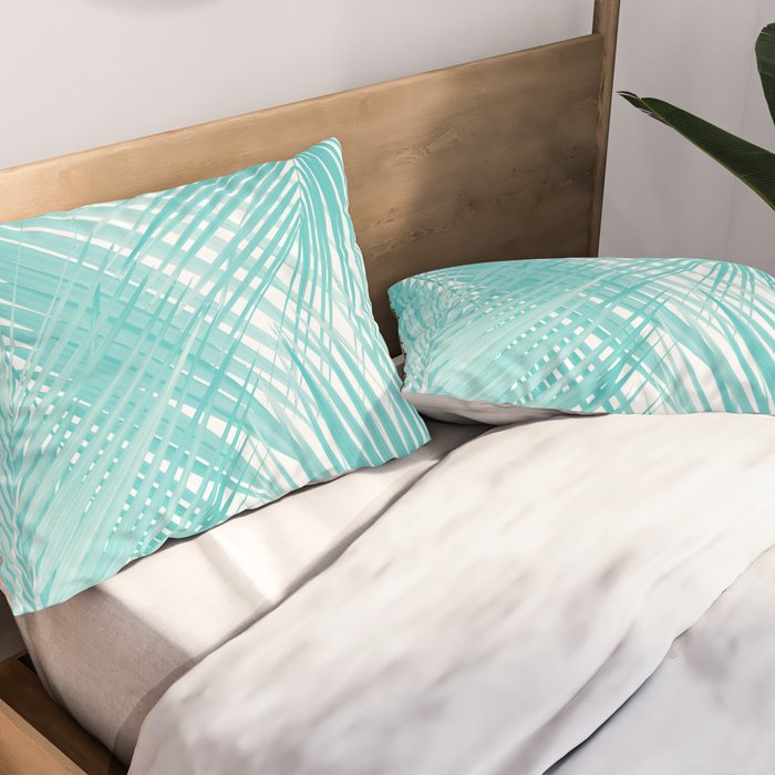 Soft Turquoise Palm Leaves Dream - Cali Summer Vibes #3 #tropical #decor #art Pillow Sham Gallery Image 2