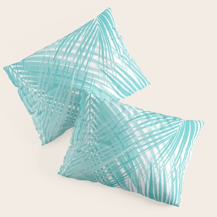 Soft Turquoise Palm Leaves Dream - Cali Summer Vibes #3 #tropical #decor #art Pillow Sham Gallery Image 1