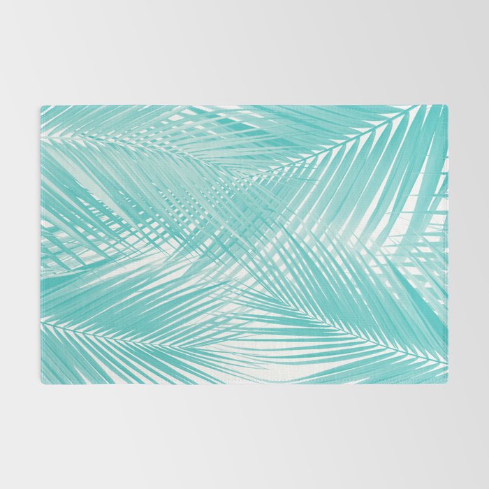 Soft Turquoise Palm Leaves Dream - Cali Summer Vibes #3 #tropical #decor #art Rug Gallery Image 2