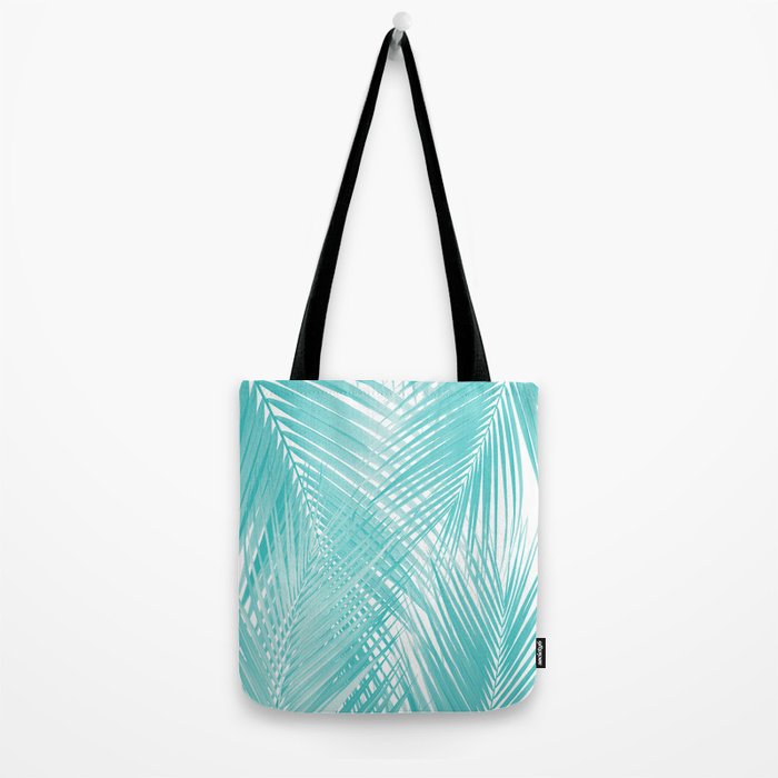 Soft Turquoise Palm Leaves Dream - Cali Summer Vibes #3 #tropical #decor #art Tote Bag Gallery Image 2