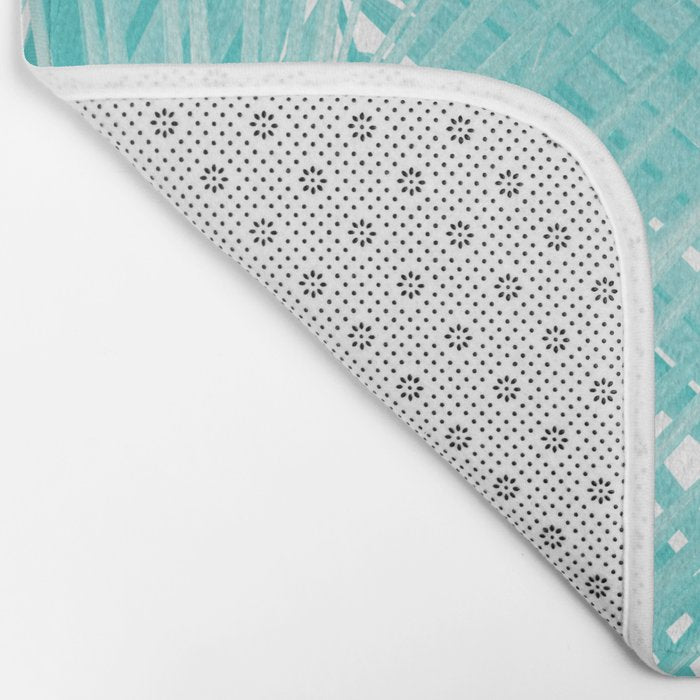 Soft Turquoise Palm Leaves Dream - Cali Summer Vibes #3 #tropical #decor #art Bath Mat Gallery Image 2