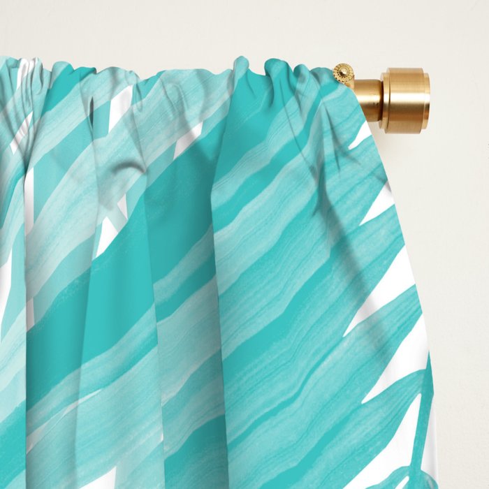 Soft Turquoise Palm Leaves Dream - Cali Summer Vibes #3 #tropical #decor #art Window Curtain Gallery Image 2