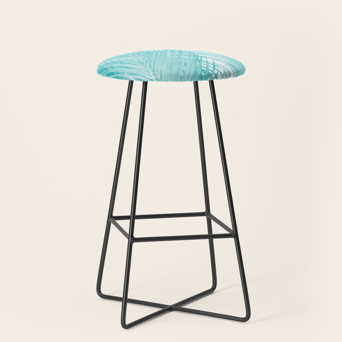 Soft Turquoise Palm Leaves Dream - Cali Summer Vibes #3 #tropical #decor #art Stool Gallery Image 1