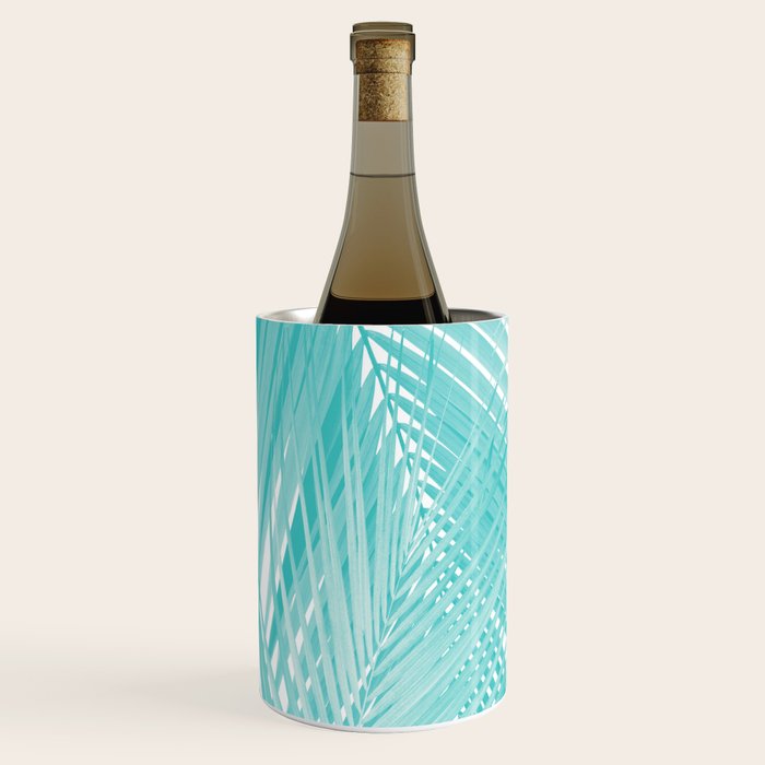 Soft Turquoise Palm Leaves Dream - Cali Summer Vibes #3 #tropical #decor #art Wine Chiller Gallery Image 2