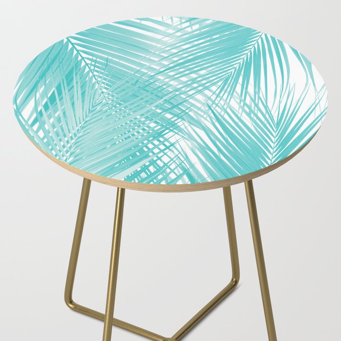 Soft Turquoise Palm Leaves Dream - Cali Summer Vibes #3 #tropical #decor #art Side Table Gallery Image 2