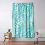 Soft Turquoise Palm Leaves Dream - Cali Summer Vibes #3 #tropical #decor #art Window Curtain Gallery Image 5