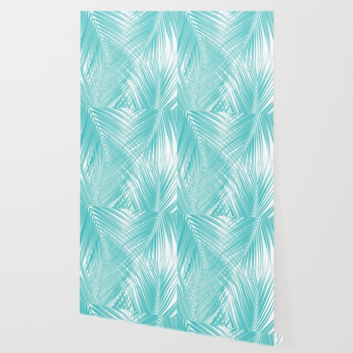 Soft Turquoise Palm Leaves Dream - Cali Summer Vibes #3 #tropical #decor #art Wallpaper Gallery Image 2