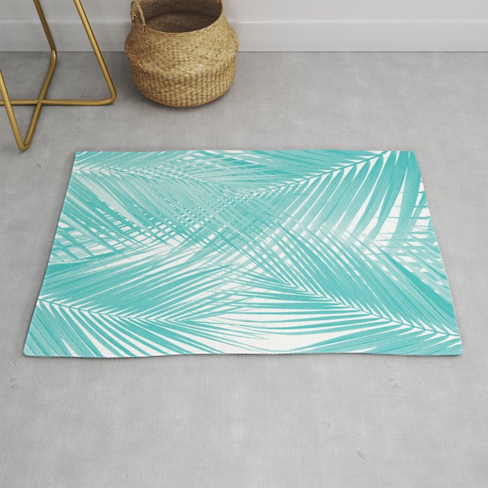 Soft Turquoise Palm Leaves Dream - Cali Summer Vibes #3 #tropical #decor #art Rug Gallery Image 1