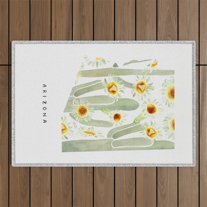 Arizona State Saguaro Cactus Blossoms Outdoor Rug Gallery Image 1
