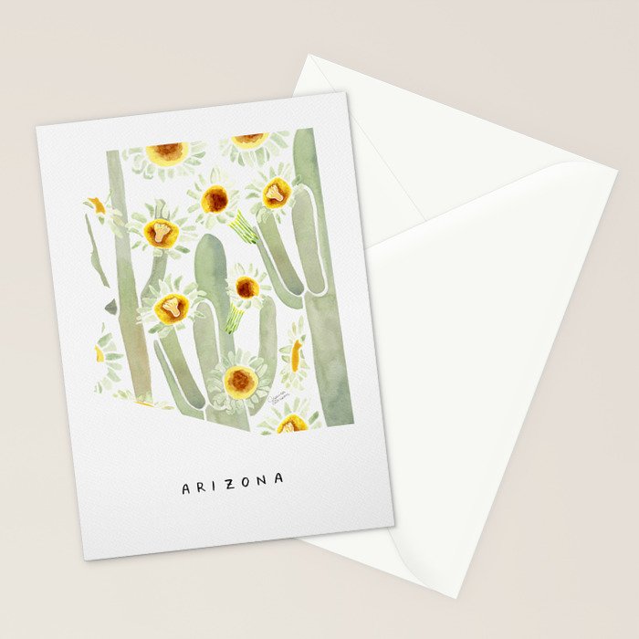 Arizona State Saguaro Cactus Blossoms Stationery Card Gallery Image 2