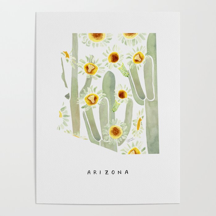 Arizona State Saguaro Cactus Blossoms Poster Gallery Image 4