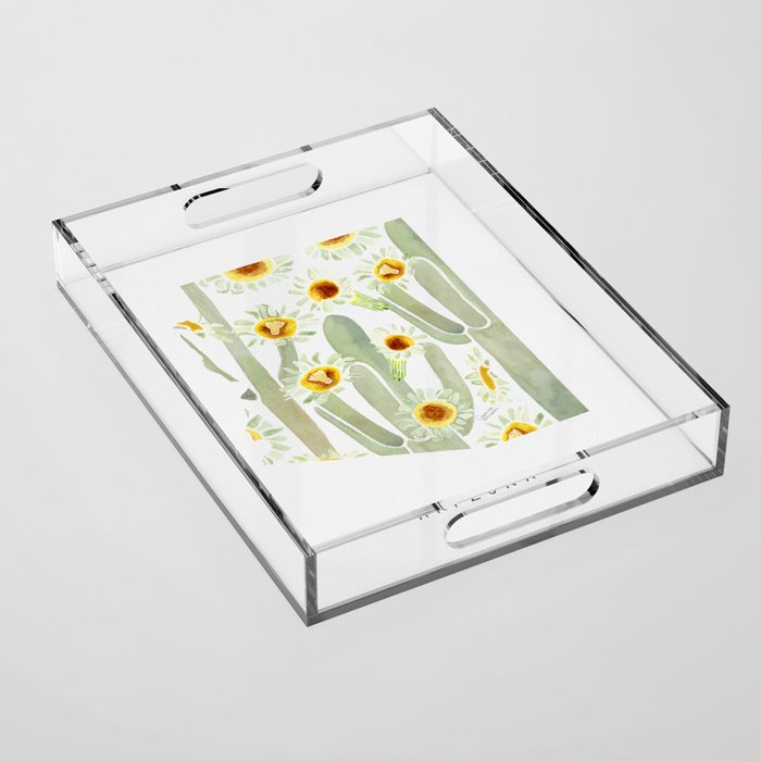 Arizona State Saguaro Cactus Blossoms Acrylic Tray Gallery Image 1