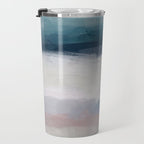 Lullaby Waves III - Dark Teal Blue White Pink Light Blue Modern Art, Ocean Waves Nursery Beach Travel Mug Gallery Image 3