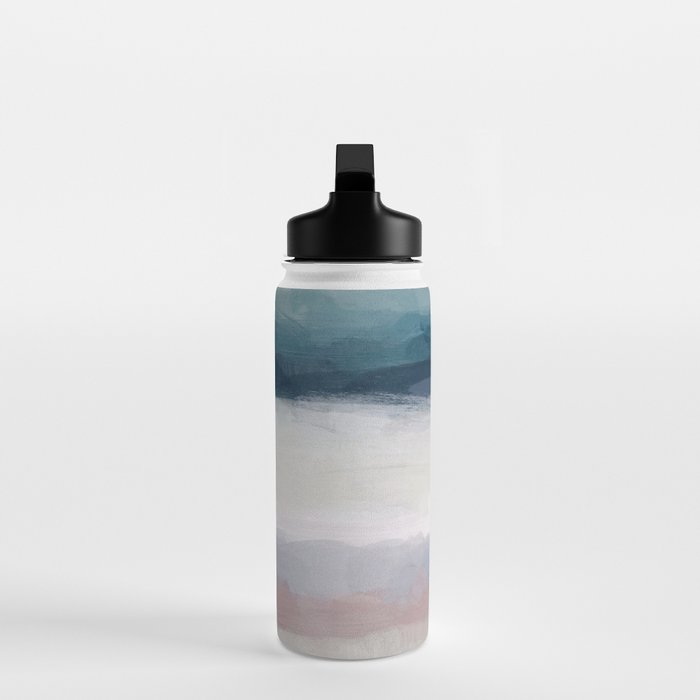 Lullaby Waves III - Dark Teal Blue White Pink Light Blue Modern Art, Ocean Waves Nursery Beach Water Bottle Gallery Image 3