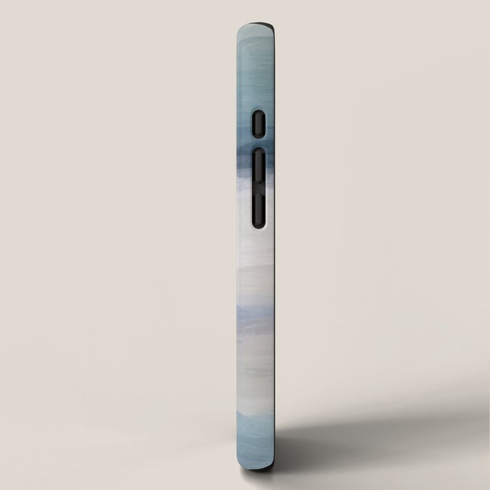 Lullaby Waves III - Dark Teal Blue White Pink Light Blue Modern Art, Ocean Waves Nursery Beach iPhone Case Gallery Image 2
