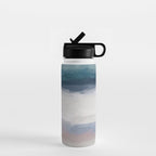 Lullaby Waves III - Dark Teal Blue White Pink Light Blue Modern Art, Ocean Waves Nursery Beach Water Bottle Gallery Image 1