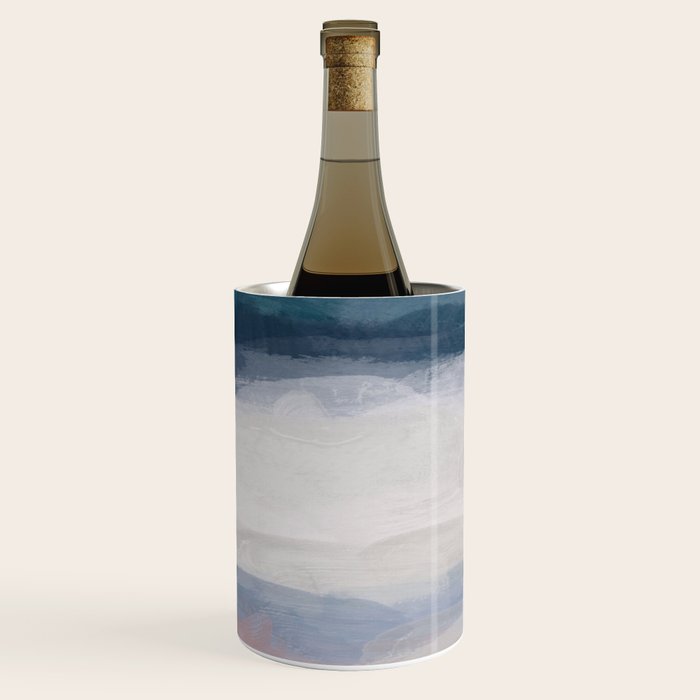 Lullaby Waves III - Dark Teal Blue White Pink Light Blue Modern Art, Ocean Waves Nursery Beach Wine Chiller Gallery Image 3