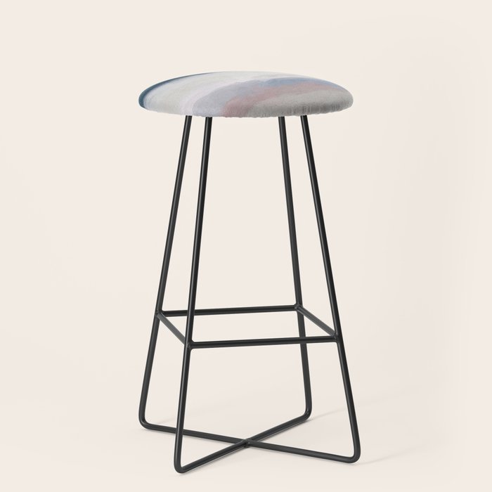 Lullaby Waves III - Dark Teal Blue White Pink Light Blue Modern Art, Ocean Waves Nursery Beach Stool Gallery Image 1