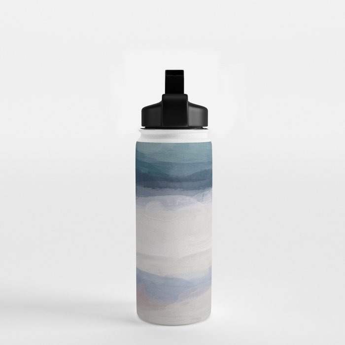 Lullaby Waves III - Dark Teal Blue White Pink Light Blue Modern Art, Ocean Waves Nursery Beach Water Bottle Gallery Image 2