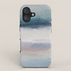 Lullaby Waves III - Dark Teal Blue White Pink Light Blue Modern Art, Ocean Waves Nursery Beach iPhone Case Gallery Image 1