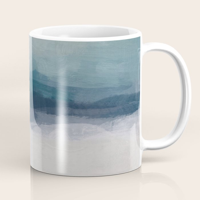 Lullaby Waves III - Dark Teal Blue White Pink Light Blue Modern Art, Ocean Waves Nursery Beach Coffee Mug Gallery Image 1