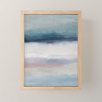 Lullaby Waves III - Dark Teal Blue White Pink Light Blue Modern Art, Ocean Waves Nursery Beach Mini Art Print Gallery Image 1