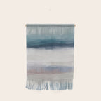 Lullaby Waves III - Dark Teal Blue White Pink Light Blue Modern Art, Ocean Waves Nursery Beach Wall Hanging Gallery Image 1
