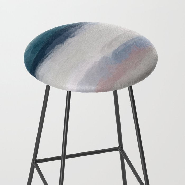 Lullaby Waves III - Dark Teal Blue White Pink Light Blue Modern Art, Ocean Waves Nursery Beach Stool Gallery Image 2