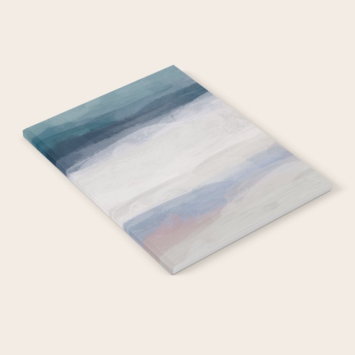 Lullaby Waves III - Dark Teal Blue White Pink Light Blue Modern Art, Ocean Waves Nursery Beach Notebook Gallery Image 2