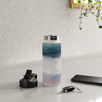 Lullaby Waves III - Dark Teal Blue White Pink Light Blue Modern Art, Ocean Waves Nursery Beach Water Bottle Gallery Image 4