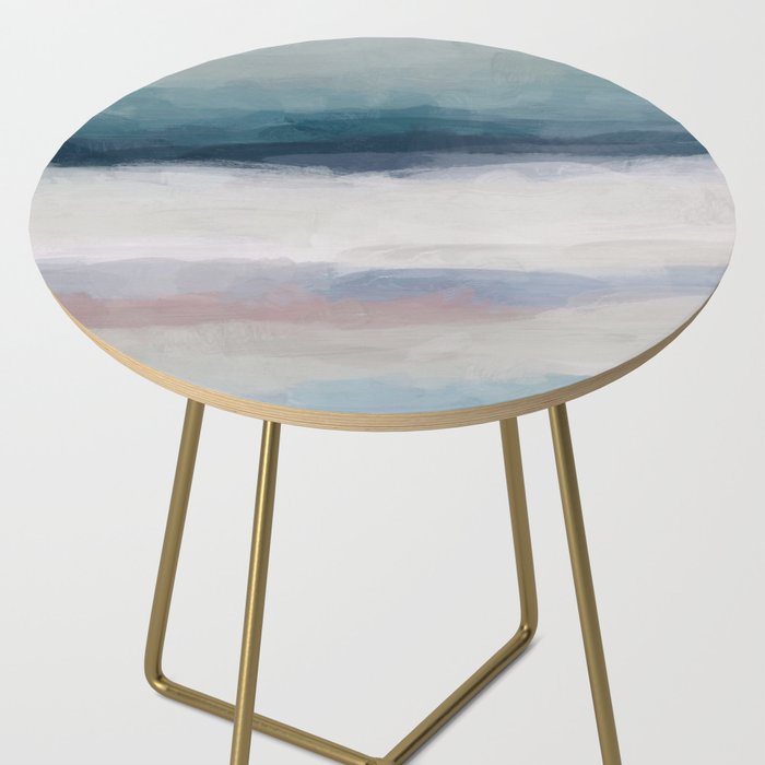 Lullaby Waves III - Dark Teal Blue White Pink Light Blue Modern Art, Ocean Waves Nursery Beach Side Table Gallery Image 2