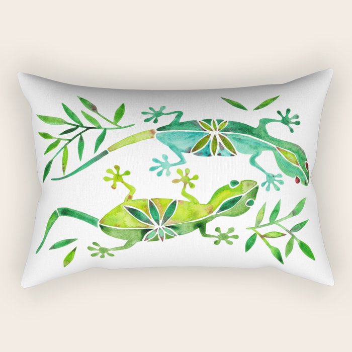 Geckos - Green Palette Rectangular Pillow Gallery Image 1