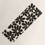Retro Groovy Black & White Flowers Yoga Mat Gallery Image 1
