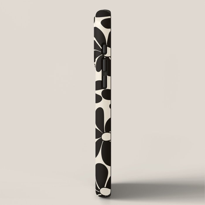 Retro Groovy Black & White Flowers iPhone Case Gallery Image 2