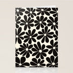 Retro Groovy Black & White Flowers Stationery Card Gallery Image 2