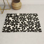 Retro Groovy Black & White Flowers Rug Gallery Image 1
