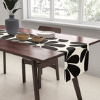 Retro Groovy Black & White Flowers Table Runner Gallery Image 2