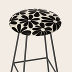 Retro Groovy Black & White Flowers Stool Gallery Image 2
