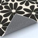 Retro Groovy Black & White Flowers Rug Gallery Image 4