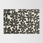 Retro Groovy Black & White Flowers Rug Gallery Image 2