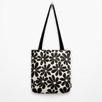 Retro Groovy Black & White Flowers Tote Bag Gallery Image 2