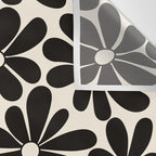 Retro Groovy Black & White Flowers Wall Tapestry Gallery Image 3