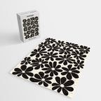 Retro Groovy Black & White Flowers Jigsaw Puzzle Gallery Image 2