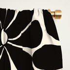 Retro Groovy Black & White Flowers Window Curtain Gallery Image 2