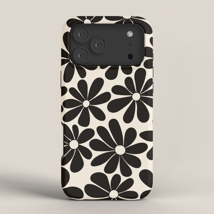 Retro Groovy Black & White Flowers iPhone Case Gallery Image 4