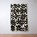 Retro Groovy Black & White Flowers Window Curtain Gallery Image 3