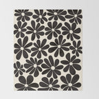 Retro Groovy Black & White Flowers Throw Blanket Gallery Image 2