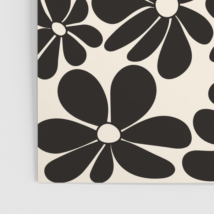 Retro Groovy Black & White Flowers Poster Gallery Image 3