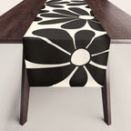 Retro Groovy Black & White Flowers Table Runner Gallery Image 1